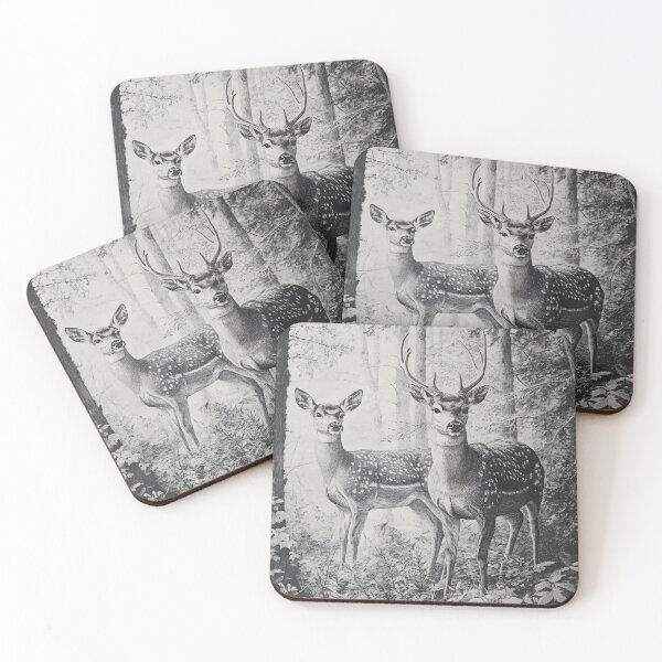 Item preview, Realistic Stag and deer pencil drawing designed and sold by Pencil-Art.