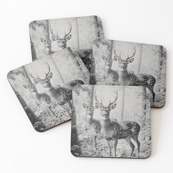 Item preview, Realistic Stag and deer pencil drawing designed and sold by Pencil-Art.