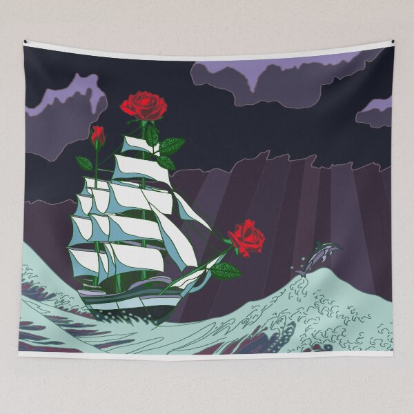Item preview, Sea of Love Rose Ship with Dolphin designed and sold by Strings & Wings.
