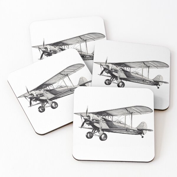 Item preview, Vintage Piston Biplane Sketch - Classic Aviation Art designed and sold by EMairplanes.