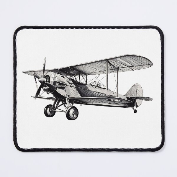 Item preview, Vintage Piston Biplane Sketch - Classic Aviation Art designed and sold by EMairplanes.