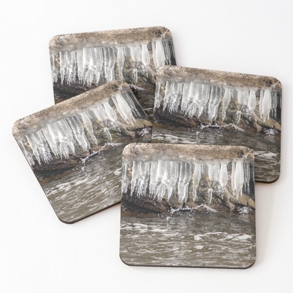 Item preview, Icicles over the water winter landscape designed and sold by KRFNatureGifts.