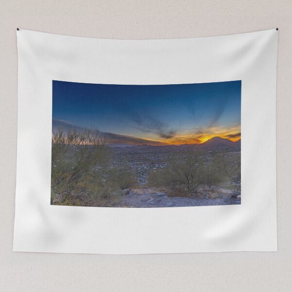 Item preview, A picturesque landscape of Tucson Arizona showcases a sprawling cityscape set against the striking backdrop of rugged mountains designed and sold by EyezWatchin.