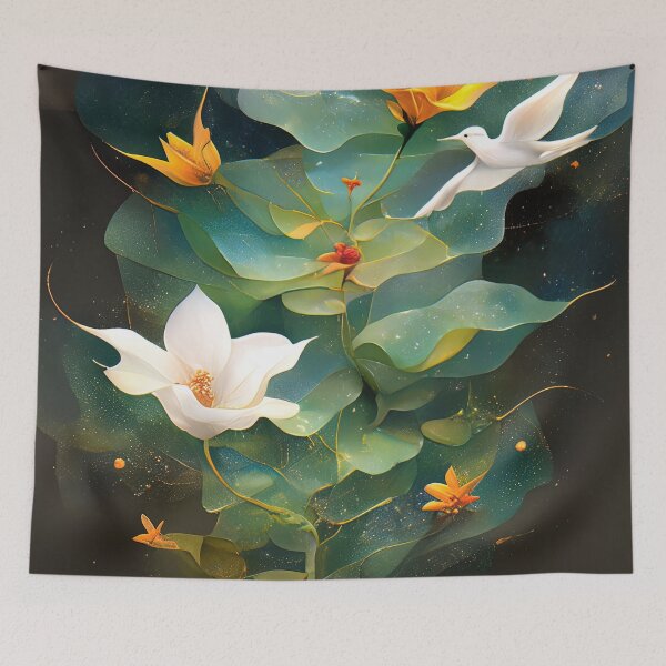 Item preview, Harmony in Nature: A Dance of Flowers and Birds designed and sold by bloorose.
