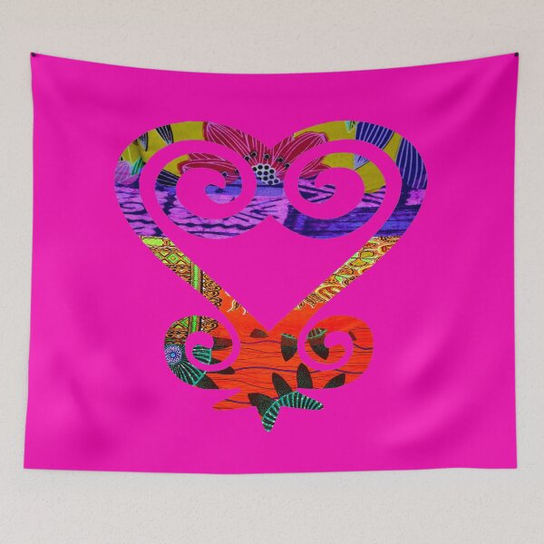 Item preview, Vibrant and floral African Print Sankofa Heart designed and sold by artbyomega.