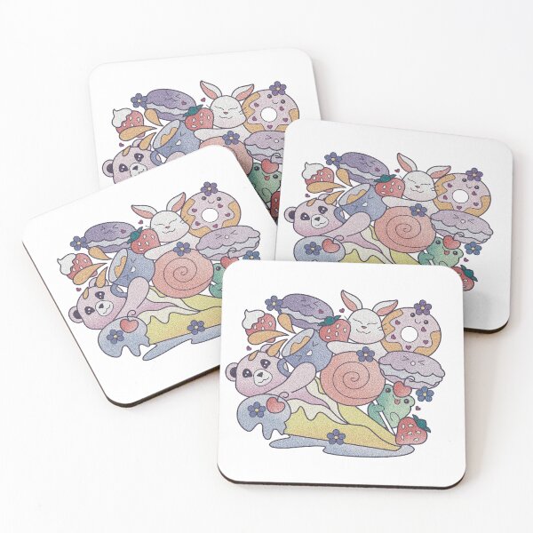 Item preview, Kawaii Animals with Hearts, Flowers, and Sweet Desserts - Glittery designed and sold by empixeldesign.