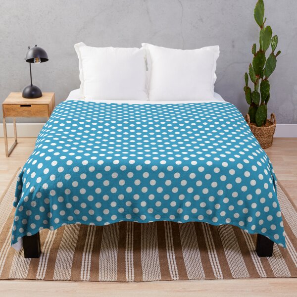 Item preview, White Polka Dots on Peacock Blue Background designed and sold by sumwoman.
