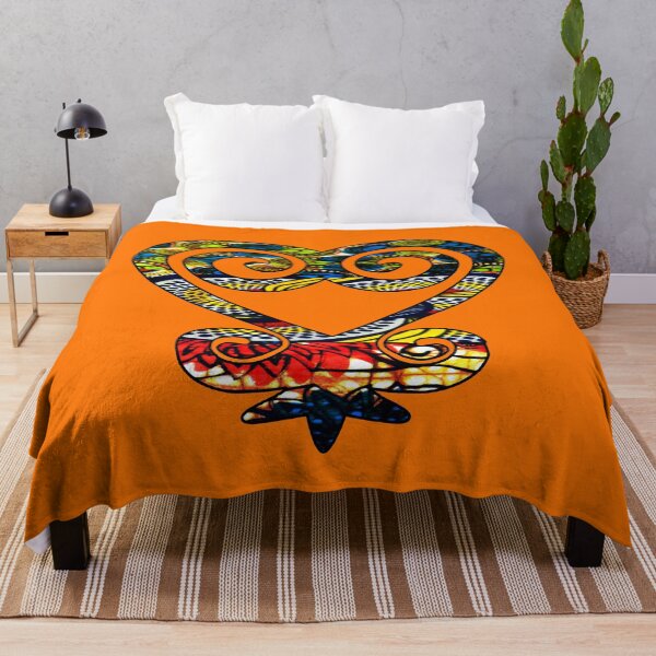 Item preview, Citrus and Blue African Print Sankofa Heart designed and sold by artbyomega.