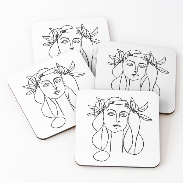 Item preview, Minimalist Flower Crown Girl Drawing designed and sold by Andy Cunningham Designs.