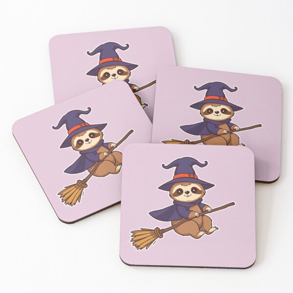 Item preview, Cute Sloth Witch Flying on Broomstick Vector Illustration designed and sold by hjian8219.