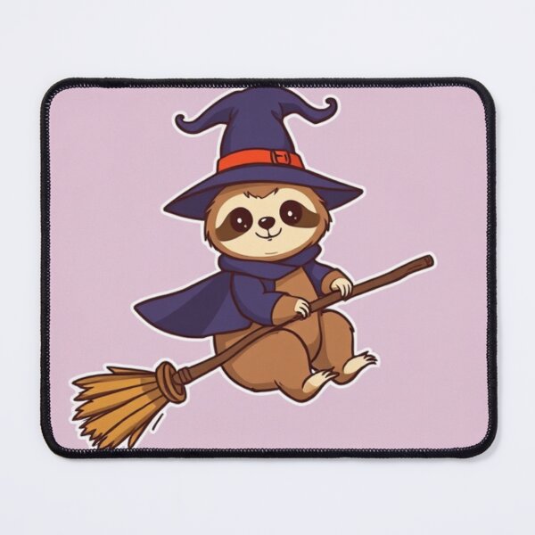 Item preview, Cute Sloth Witch Flying on Broomstick Vector Illustration designed and sold by hjian8219.
