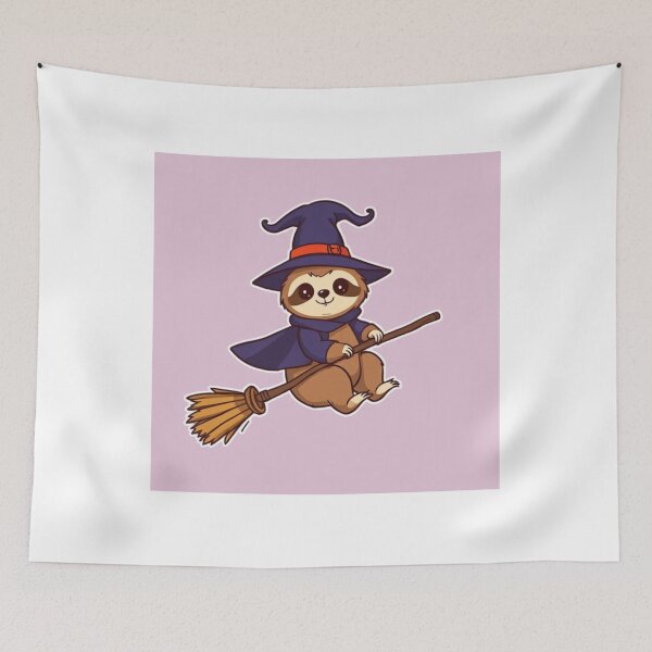Item preview, Cute Sloth Witch Flying on Broomstick Vector Illustration designed and sold by hjian8219.
