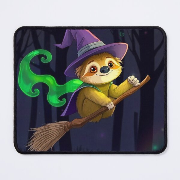 Item preview, Cute Sloth Witch Flying on Broomstick Vector Illustration designed and sold by hjian8219.