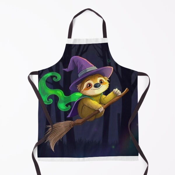 Item preview, Cute Sloth Witch Flying on Broomstick Vector Illustration designed and sold by hjian8219.