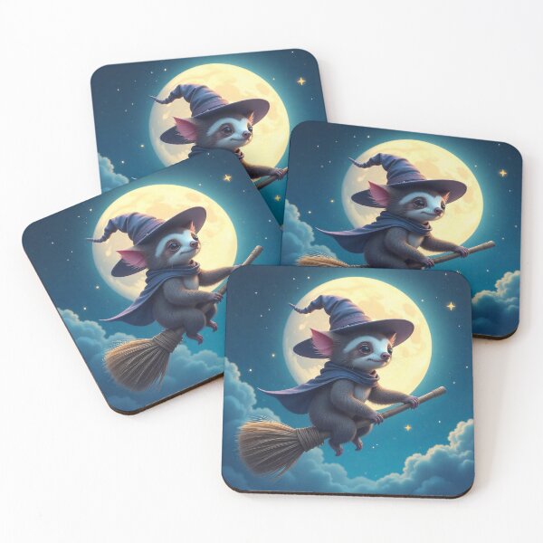 Item preview,  Cute Sloth Witch Flying on Broomstick Vector Illustration designed and sold by hjian8219.