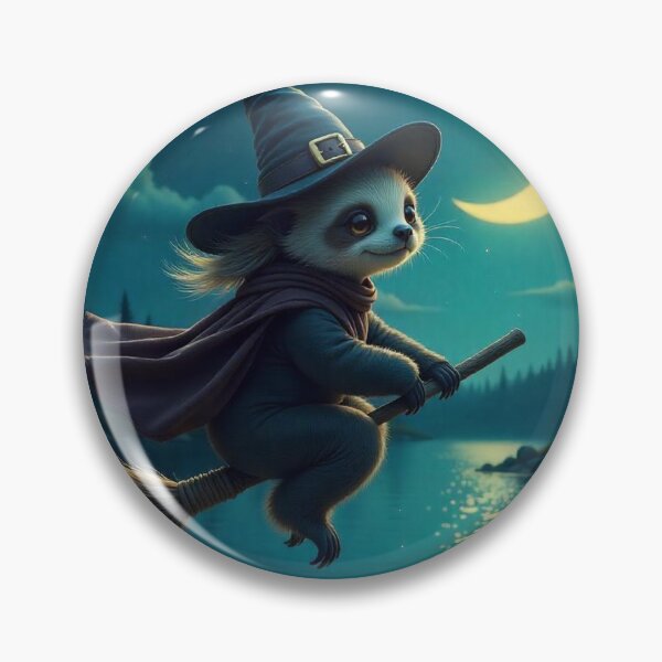 Item preview,  Cute Sloth Witch Flying on Broomstick Vector Illustration designed and sold by hjian8219.