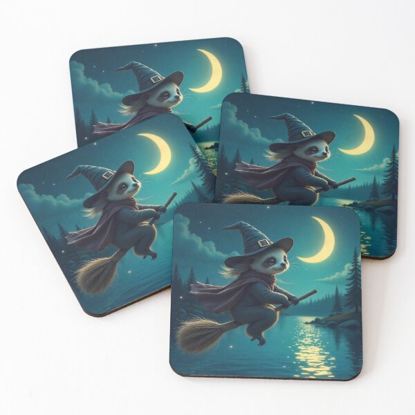 Item preview,  Cute Sloth Witch Flying on Broomstick Vector Illustration designed and sold by hjian8219.