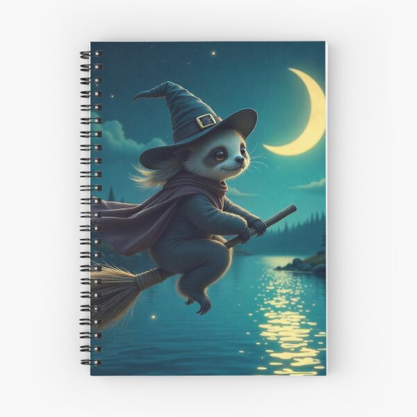 Item preview,  Cute Sloth Witch Flying on Broomstick Vector Illustration designed and sold by hjian8219.