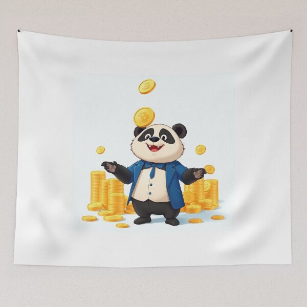 Item preview, Cute Panda Businessman Holding Gold Coin Vector Illustration designed and sold by hjian8219.