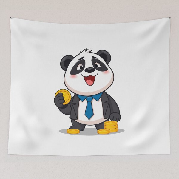 Item preview, Cute Panda Businessman Holding Gold Coin Vector Illustration designed and sold by hjian8219.
