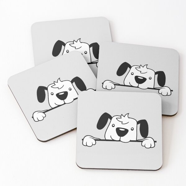 Item preview, Dog Behind Wall Fence Sign Looking Happy Cute Comic Cartoon designed and sold by shirt-o-mat.
