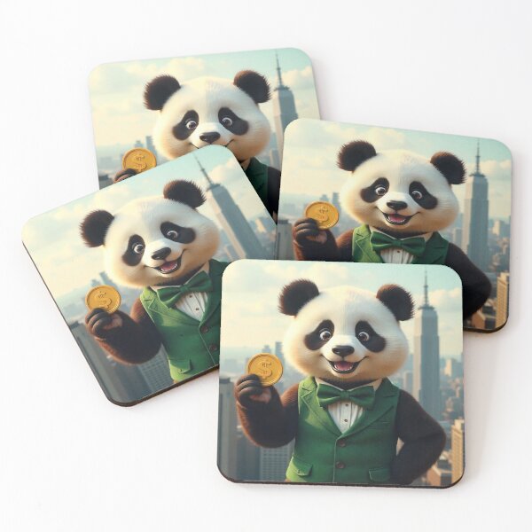 Item preview, Cute Panda Businessman Holding Gold Coin Vector Illustration designed and sold by hjian8219.