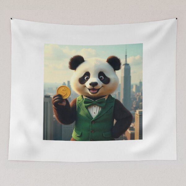 Item preview, Cute Panda Businessman Holding Gold Coin Vector Illustration designed and sold by hjian8219.