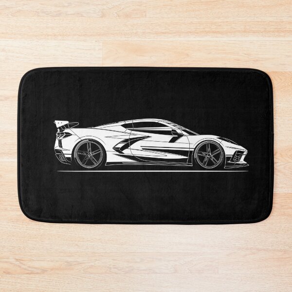 Artikelvorschau, Schwarz-weiße Chevy Corvette C8 z06 Linienillustration entworfen und verkauft von blackdogshop.
