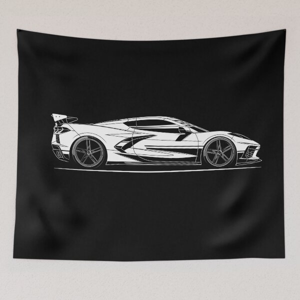 Item preview, Black and White Chevy Corvette C8 z06 line Illustration designed and sold by blackdogshop.