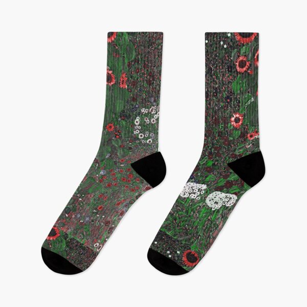 Item preview, Gustav Klimt Country Garden with Sunflowers (1906) red and burgundy flowers designed and sold by PureVintageLove.