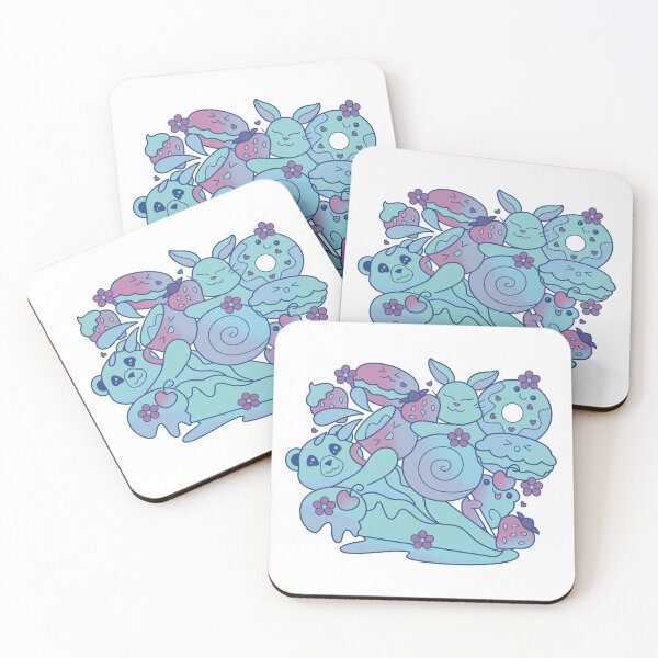 Item preview, Kawaii Animals with Hearts, Flowers, and Sweet Desserts - Light Blue designed and sold by empixeldesign.