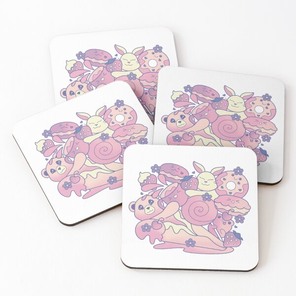 Item preview, Kawaii Animals with Hearts, Flowers, and Sweet Desserts - Ombre designed and sold by empixeldesign.