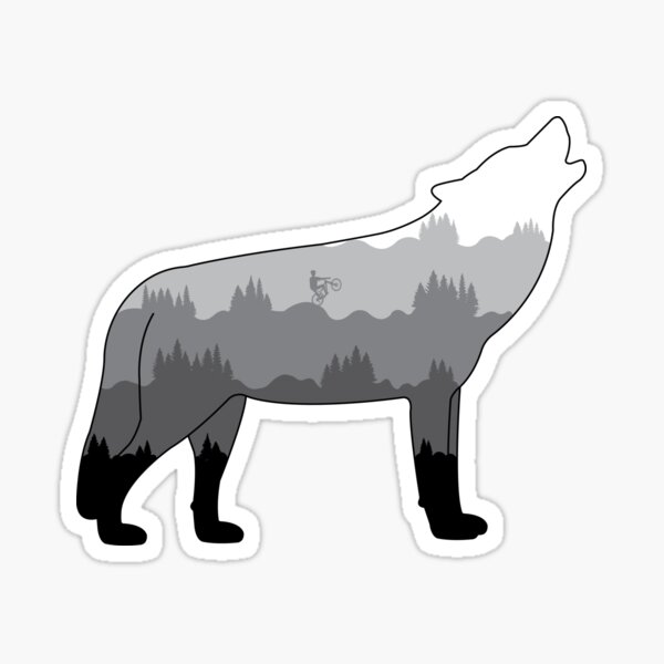 Item preview, Mountain Bike and Wolf (Black and White) designed and sold by 718Raindeer.
