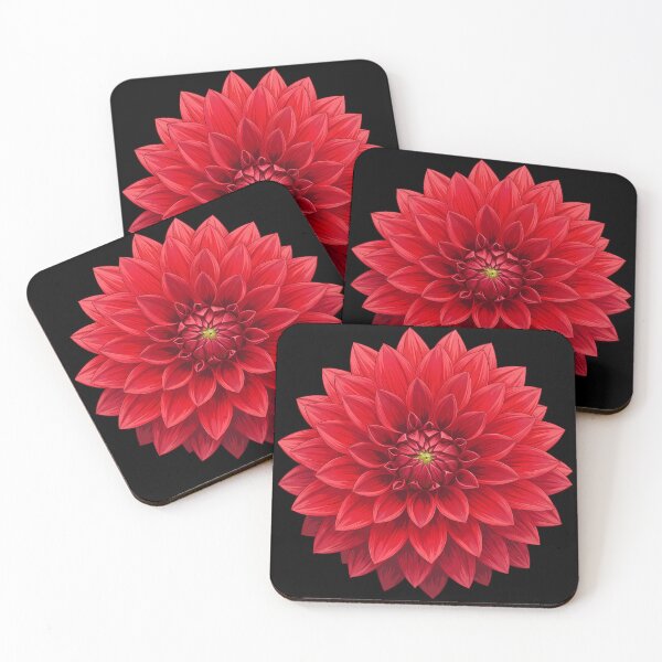 Item preview, Vibrant Red Dahlia Flower Illustration - Floral Art Design designed and sold by andasanc14.