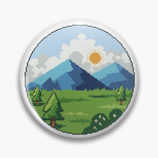 Item preview, Mountain Scenery Circle Pixel Art by eki designed and sold by Ekira Pop Pixel.
