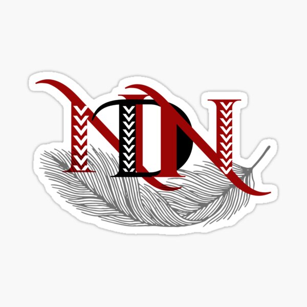 culturally rich designed NDN lettering with feather Sticker
