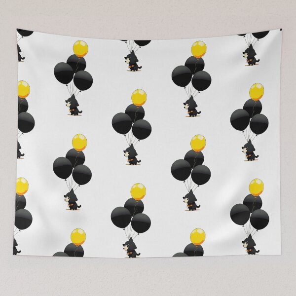 Item preview, black dog carrying balloons designed and sold by optimusprime39.