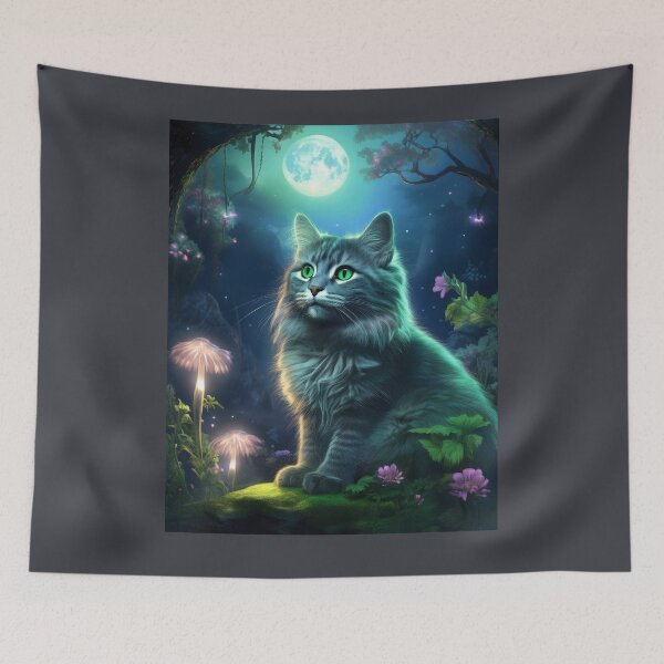 Item preview, Cat in an enchanted garden designed and sold by SolMagique.