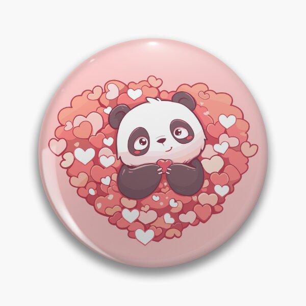 Item preview, Cute panda offering a heart in a pile of hearts designed and sold by etherElric.