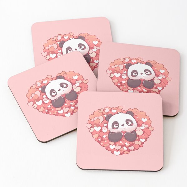 Item preview, Cute panda offering a heart in a pile of hearts designed and sold by etherElric.