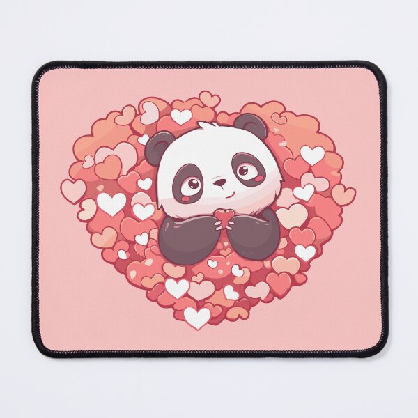Item preview, Cute panda offering a heart in a pile of hearts designed and sold by etherElric.