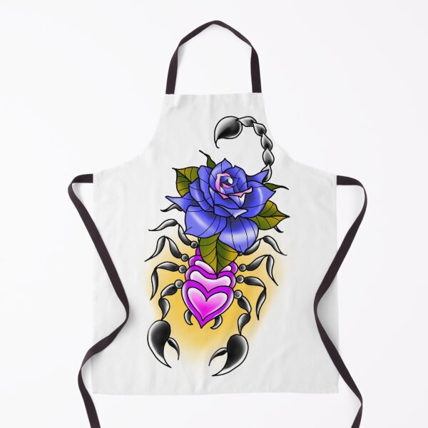 Item preview, Scorpion with Indigo Rose and Pink Hearts Neo-Traditional Tattoo Style Sticker designed and sold by SpookyTatBabe.