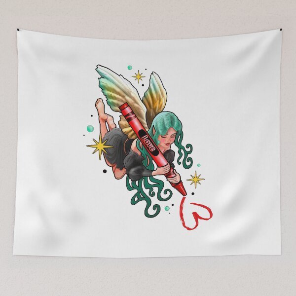 Item preview, Love Red Crayon Crayola style Fairy sticker designed and sold by SpookyTatBabe.