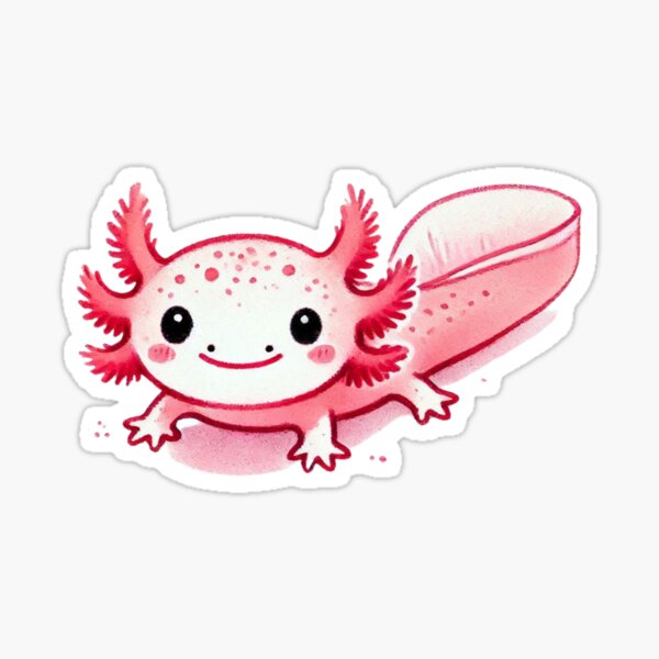 Vista previa del artículo con la obra «Divertido axolotl pequeño de color rosa», diseñado y vendido por Pe-peach.
