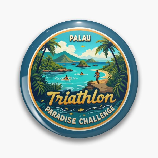Artikelvorschau, Palau Triathlon – Schwimmen, Radfahren, Laufen, Tropisches Sportdesign entworfen und verkauft von Triathlongram.