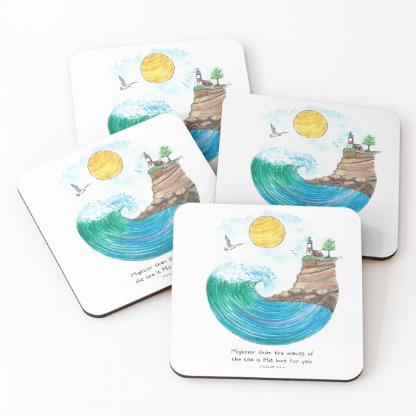 Item preview, Scripture Inspired Seascape Watercolor - Mightier than the Waves designed and sold by Hollis Shaner.