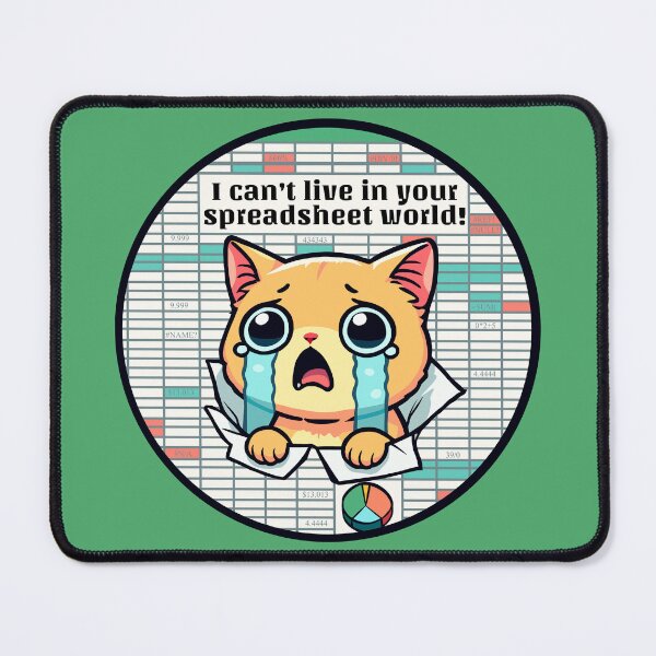 Item preview, I Can’t Live In Your Spreadsheet World Cat designed and sold by Ghost on Toast.