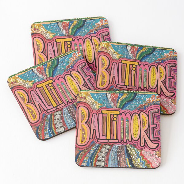 Item preview, Baltimore City Vintage Whimsical Retro Typography Art designed and sold by Witty Shirts.