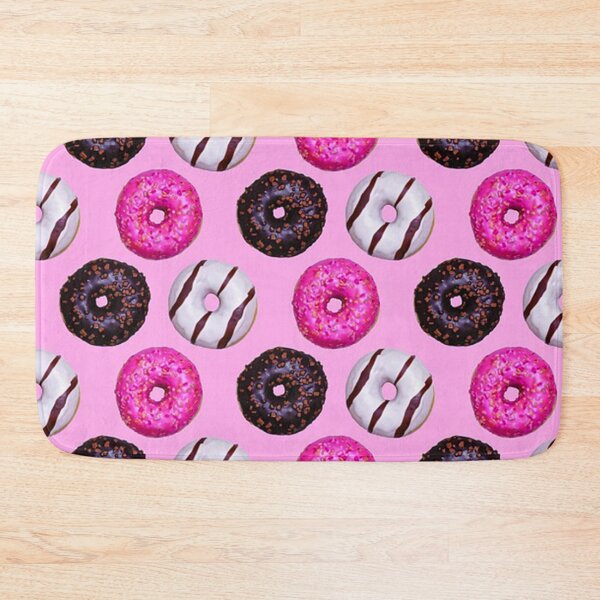 Item preview, Chocolate, pink and white iced donuts against a pink back drop. designed and sold by claireseyeview.