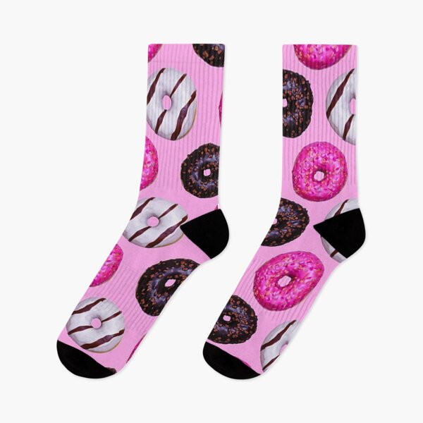 Item preview, Chocolate, pink and white iced donuts against a pink back drop. designed and sold by claireseyeview.